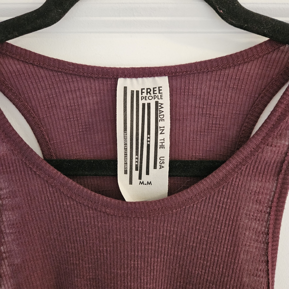 Free People Ribbed Racerback Tank - Plum - Picture 2 of 3